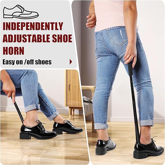 Shoe Horn Long Handle for Seniors, 30" Long Shoe Horn Plastic Adjustable and Detachable for Disabled, Knee&Hip Replacements and Back Problems People
