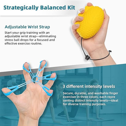 Fanwer Stress Ball for Adults and Hand Grip Strengthener Set, Hand Therapy Balls, Fingers Exerciser for Hand Therapy, Arthritis, Carpal Tunnel(4 PCS)