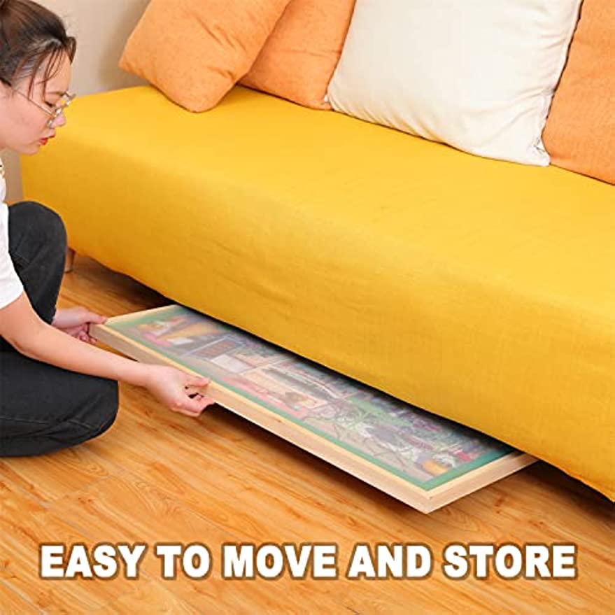 Portable Jigsaw Puzzle Table - 1500 Pcs Puzzle Easel with Stand and Cover, Non-Slip Felt Puzzle Tables for Adults