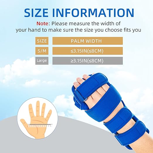 Resting Hand Splint, Stroke Hand Therapy Equipment, Hand Brace with Finger Support for Stroke Recovery Patients, Carpal Tunnel Syndrome, Arthritis, Tendinitis, Metacarpal Breaks