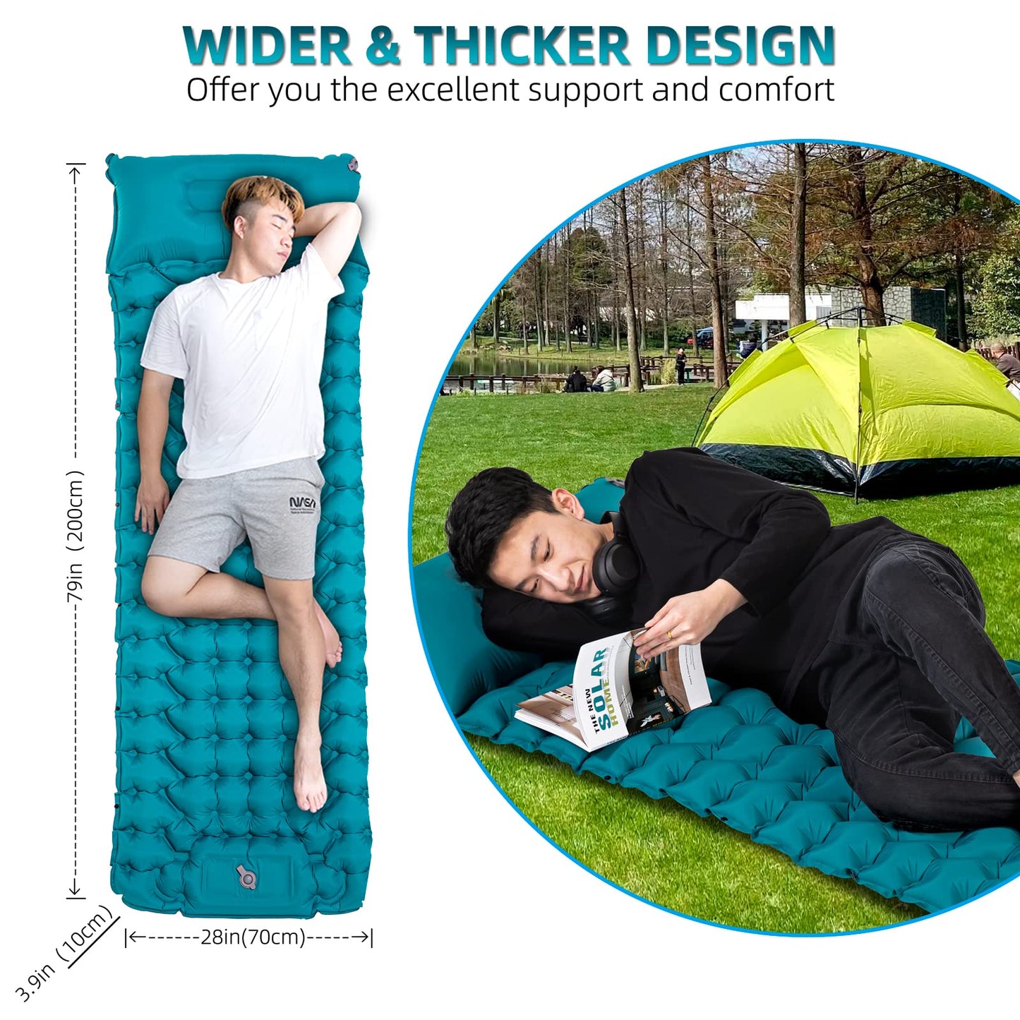 Self inflating Camping Mat with Pillow