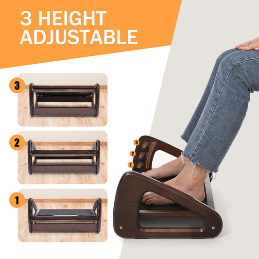 Adjustable Foot Rest Under Desk for Office Use, Foot Stool Under Desk with 3 Height Position, Work from Home Essentials, Improves Posture and Blood Circulation, for Back & Leg Pain Relief