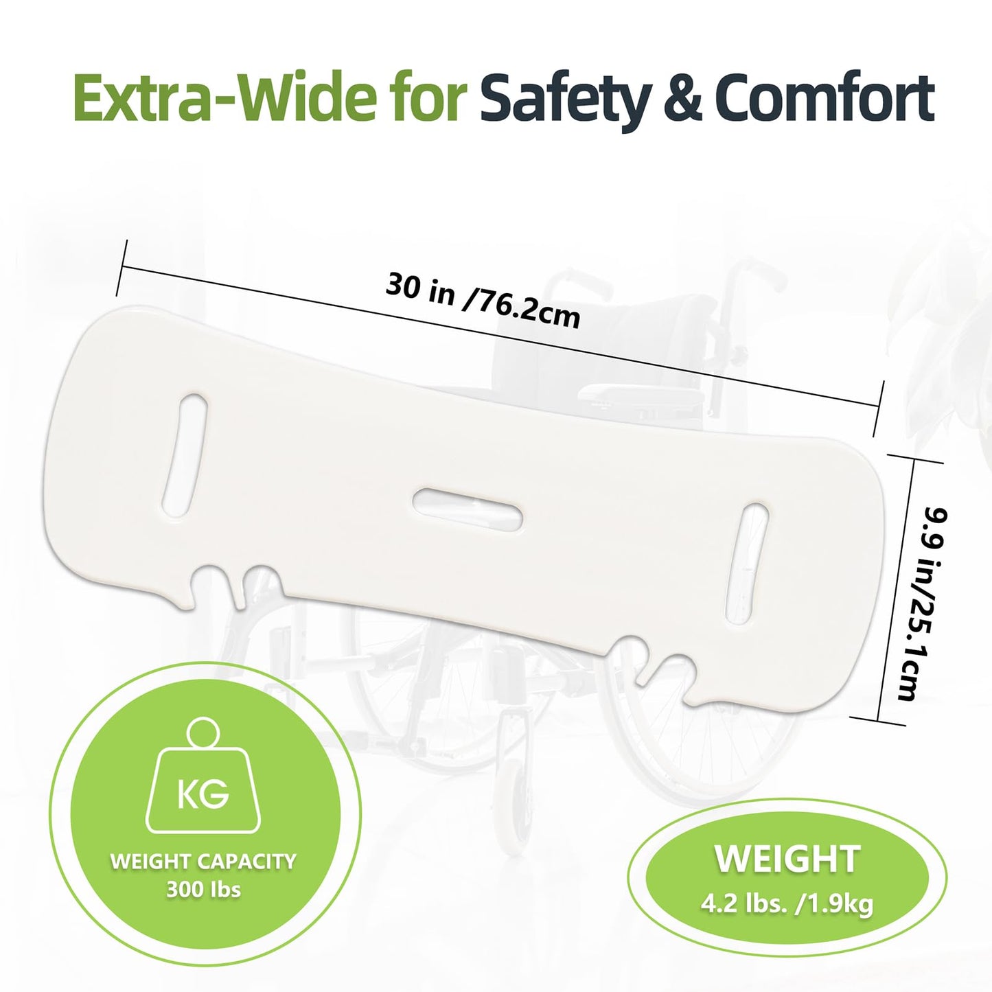 Fewener Slide Transfer Board,Tapered Edges,Non-Slip Pads,Curved with Handle,Extra-Smooth Plastic Patient Transfer Board for Transferring Patient,Elderly and Handicap from Wheelchair to Bed,Bathtub,Car
