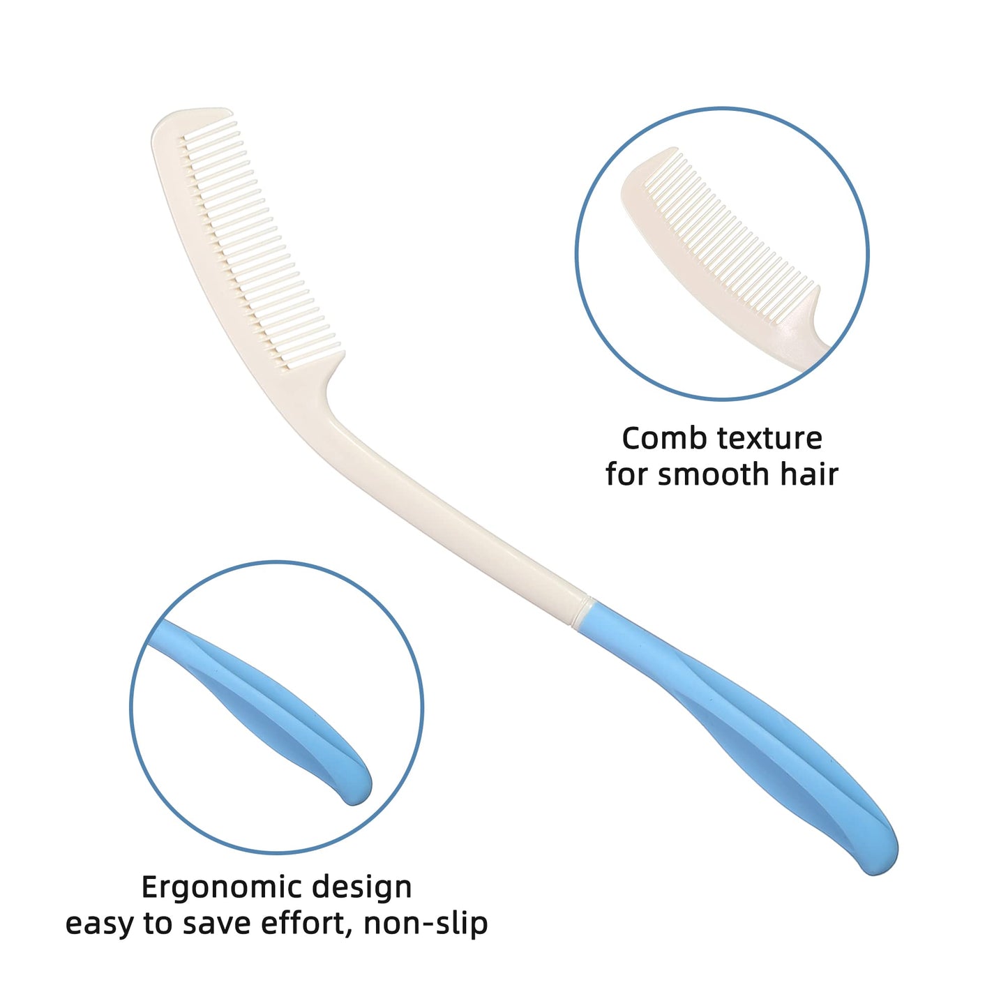 15-inch Long Handle Comb for Elderly Suffered from Arthritis in Hands & Fingers, or Mobility Difficulties
