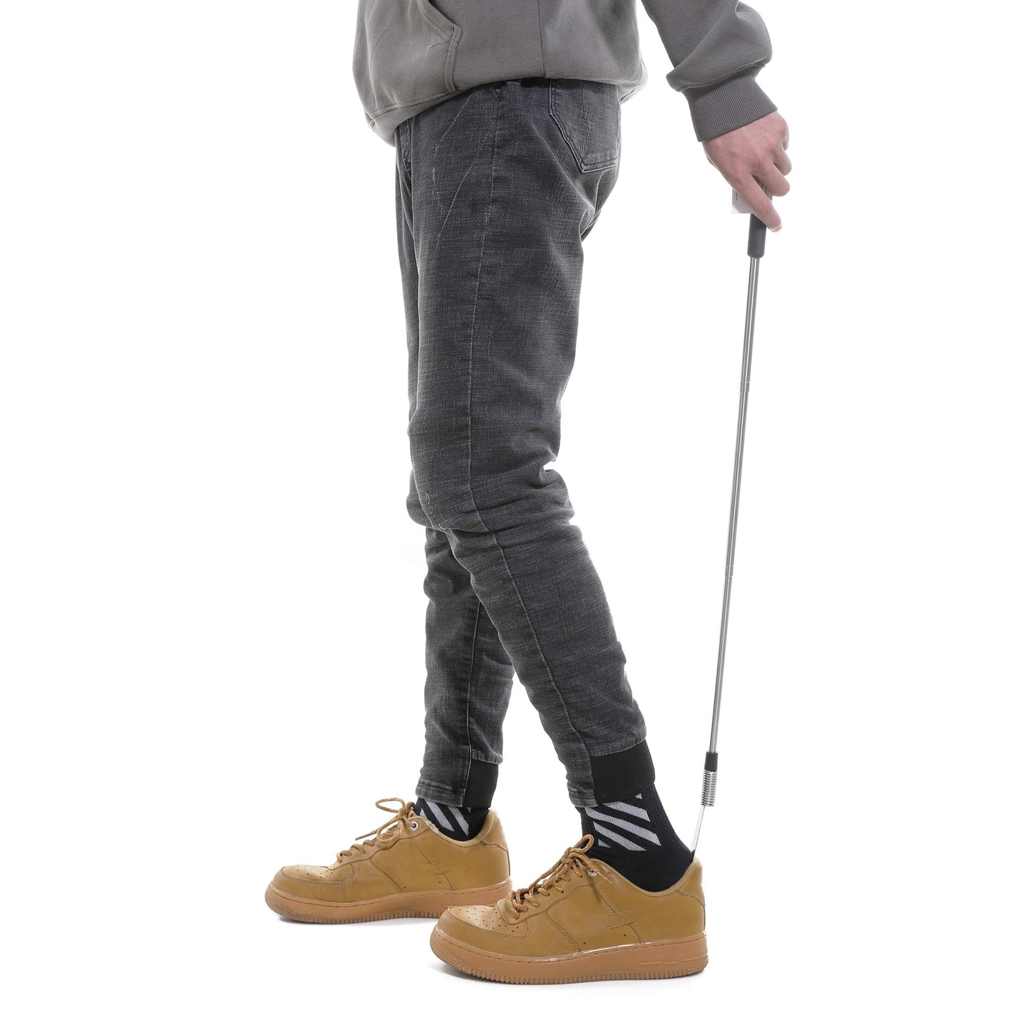 2 Premium Extra-Long Metal Shoe Horns with Telescopic Handles