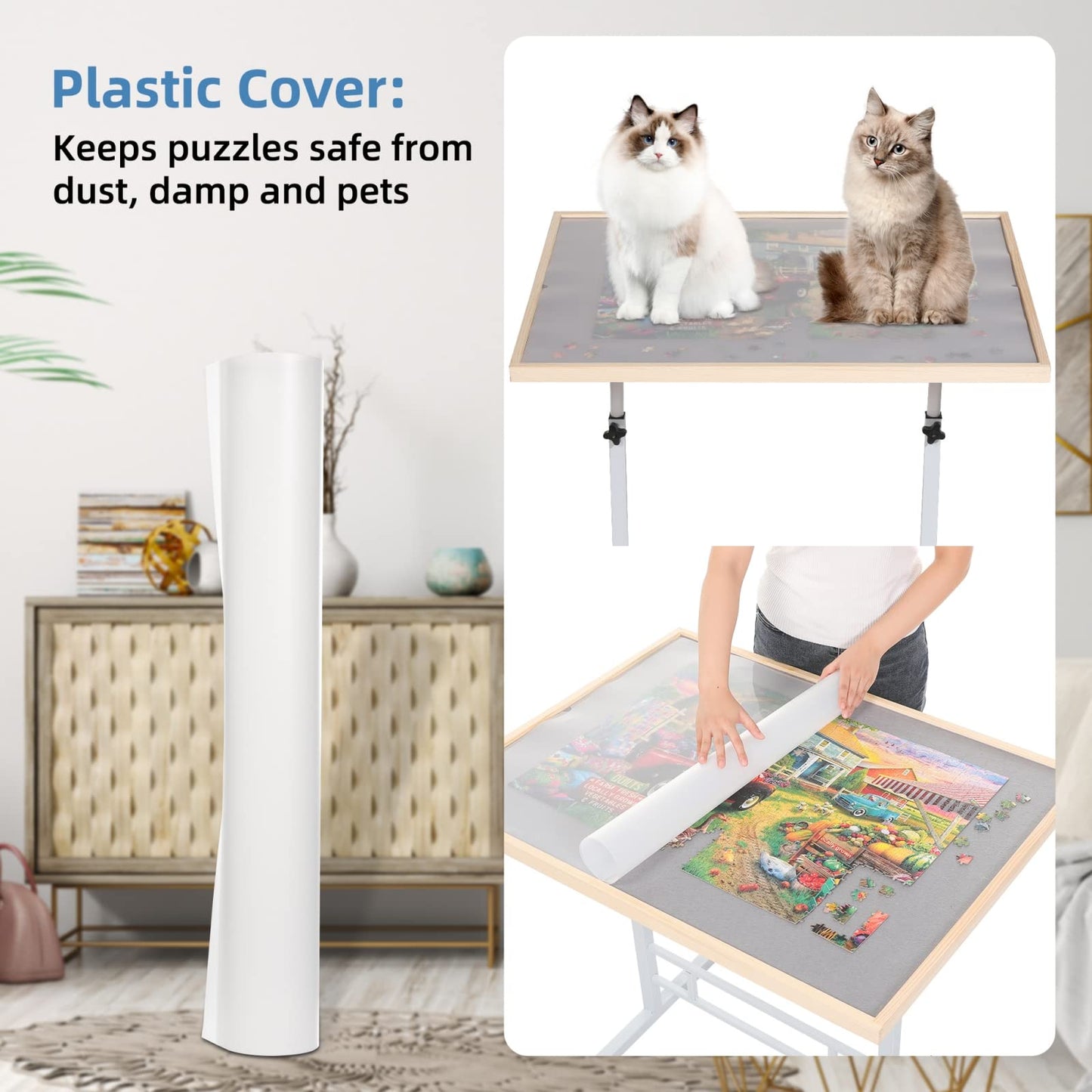 Fanwer Jigsaw Puzzle Table with Adjustable Iron Legs & Puzzle Board (1500 Piece)