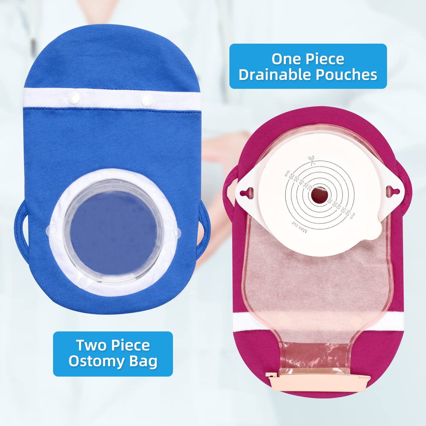 Fewener Ostomy Bag Covers Kit - 3Pcs Colostomy Bag Covers for Women with Adjustable Belt, Odor Reducing Ostomy Pouch Covers, 3.5inch Round Opening Colostomy Bag Covers for Men, Ileostomy, Washable