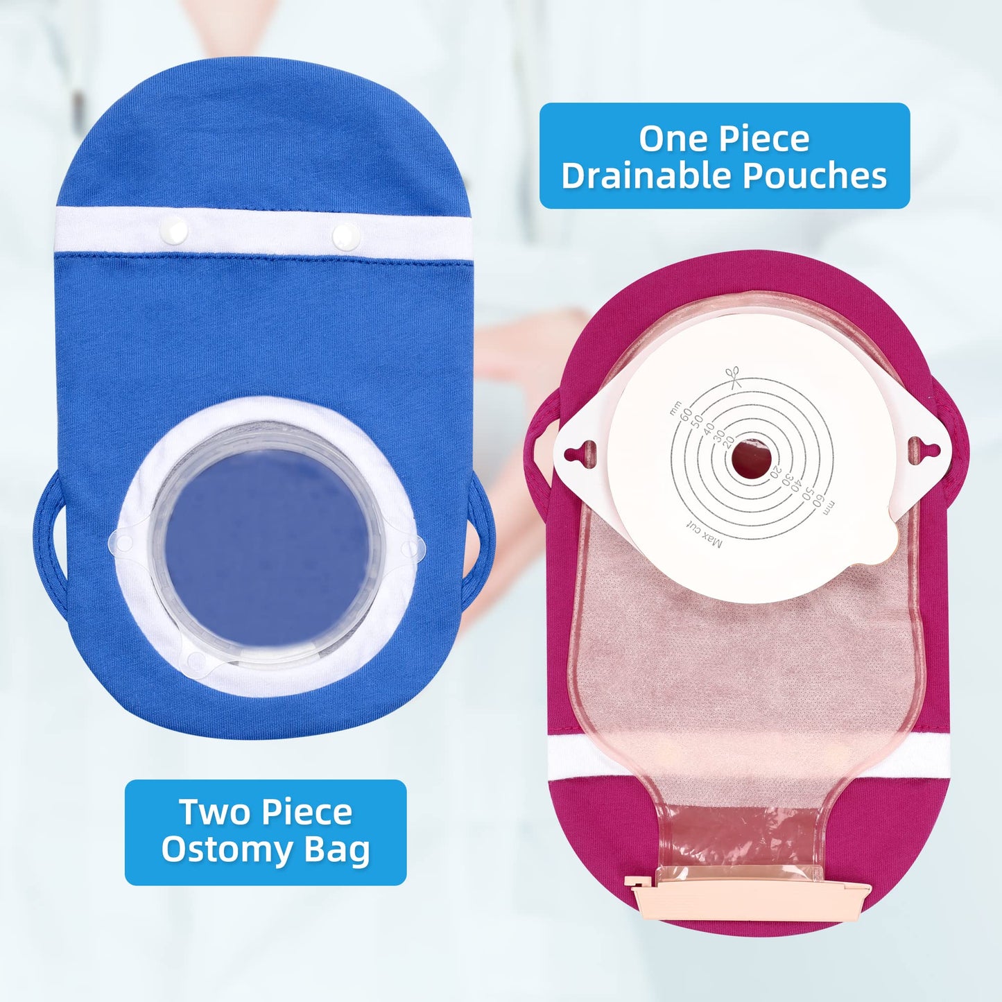 Fewener Ostomy Bag Covers Kit - 3Pcs Colostomy Bag Covers for Women with Adjustable Belt, Odor Reducing Ostomy Pouch Covers, 3.5inch Round Opening Colostomy Bag Covers for Men, Ileostomy, Washable