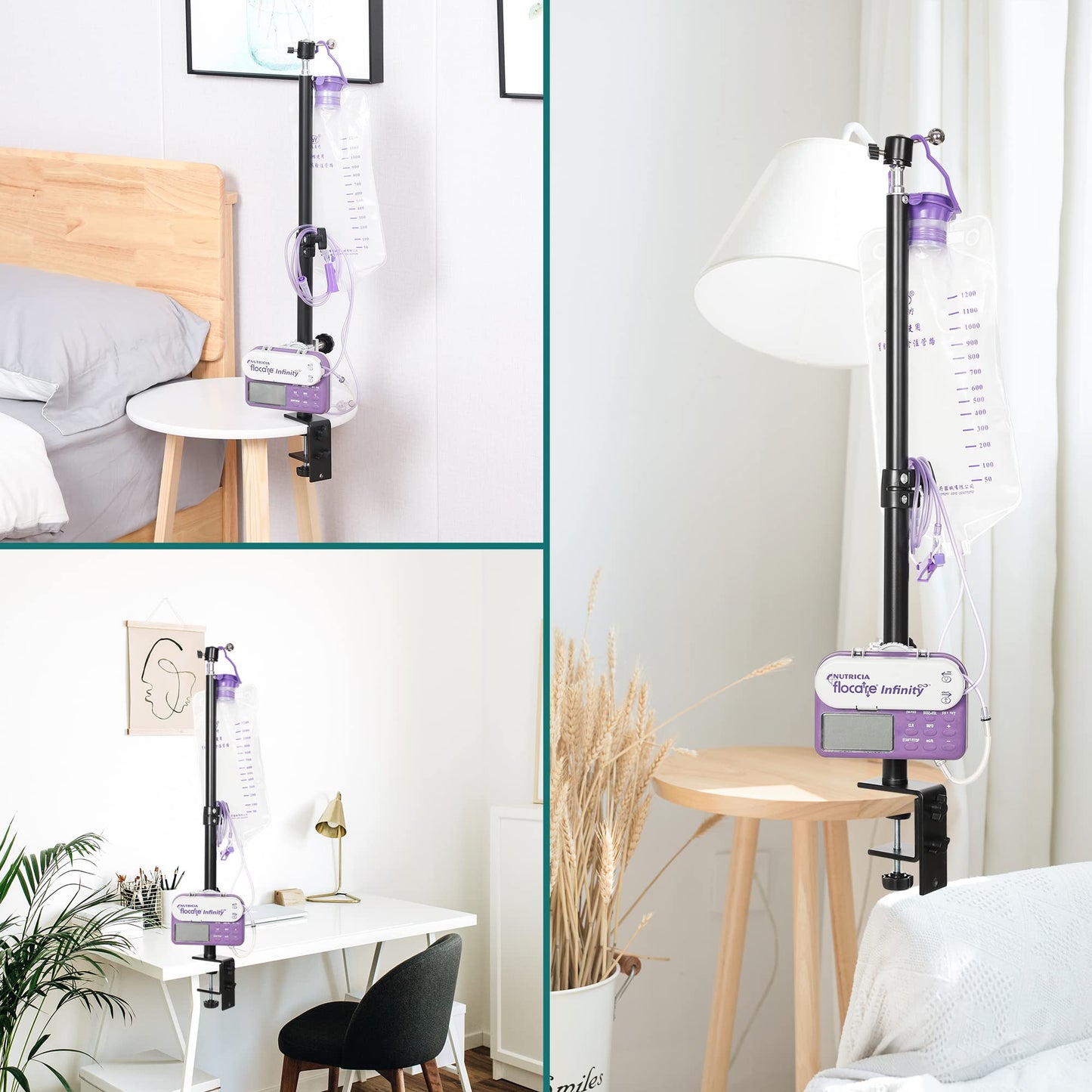 Fewener Feeding Tube Stand, Hands-Free Feeding Tube Holder Enteral Feeding Telescopic Pole, Feeding Pump Rack for Gravity Syringes Feeding Pump Feeding or Infusions