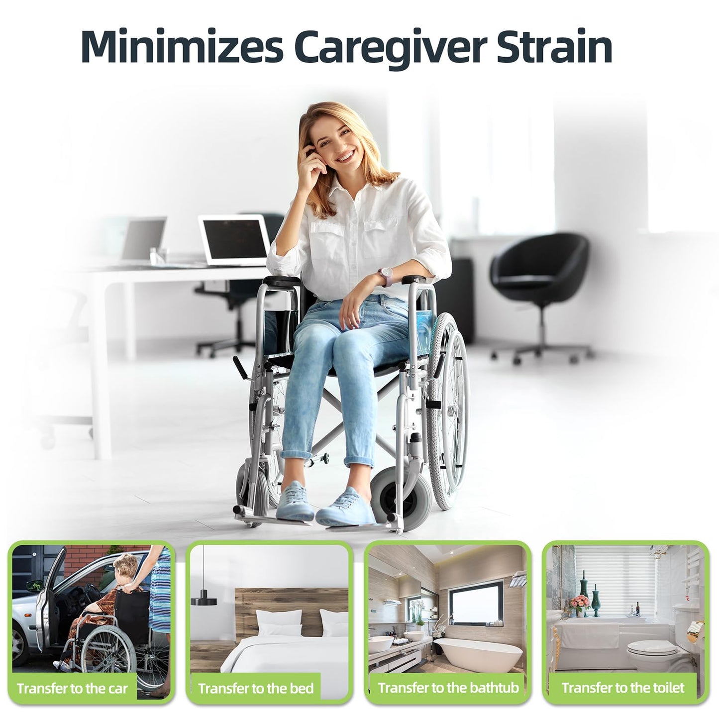 Fewener Slide Transfer Board,Tapered Edges,Non-Slip Pads,Curved with Handle,Extra-Smooth Plastic Patient Transfer Board for Transferring Patient,Elderly and Handicap from Wheelchair to Bed,Bathtub,Car