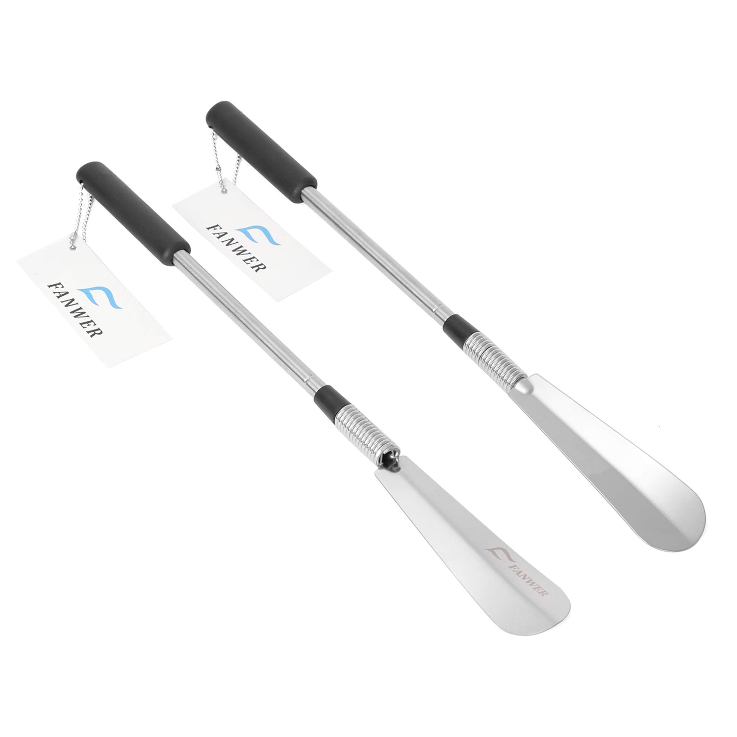 Shoe Horn Long Handle for Seniors, Set of 2, Extendable (16" to 31") Metal Shoehorn, Wear Shoes without Bending, Suitable for People of Different Heights