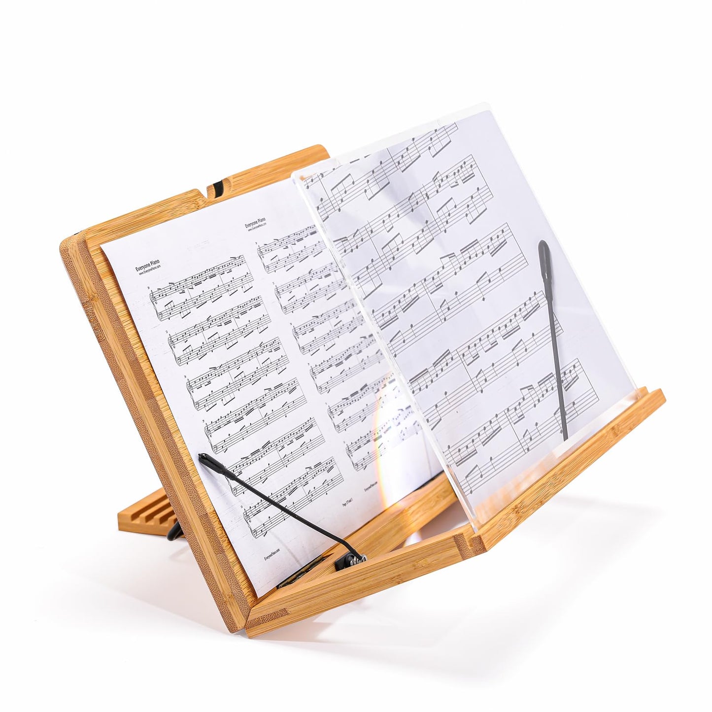 Fewener Full Page Magnifier for Reading with Clip - Comfortable Bamboo Book Stand, 3x Magnifying Glass,