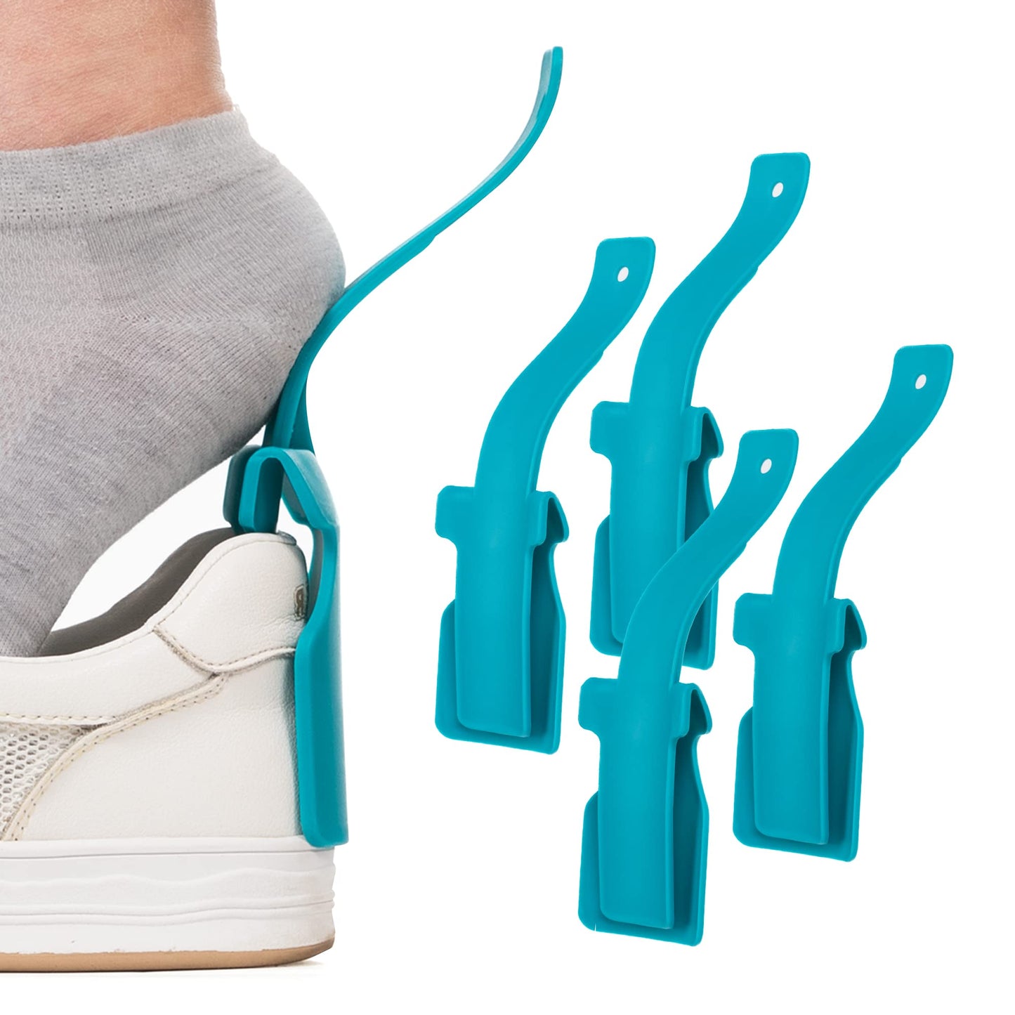 Small Plastic Shoe Horn for Dressing Aid, Unisex and Portable Shoehorn (4 Pieces Contained)