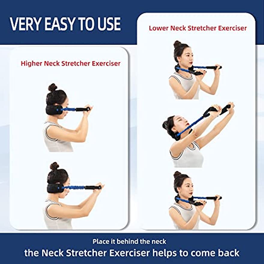 Neck Stretcher Exerciser, Cervical Traction Therapy, Relieve Neck Pain Anywhere with Our Wider Blue Pad, Portable & Comfortable, Perfect for Home, Office, Car, and Outdoor Use, 10lb