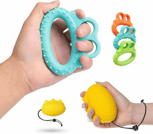 Anti stress ball with finger stretch band combo, feature image