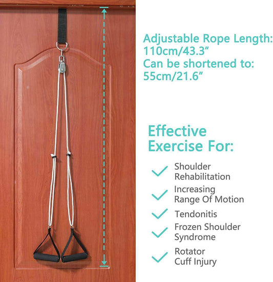 Fanwer Home Ranger Shoulder Pulley, an Over the Door Shoulder Pulley, the item is hangging on the door