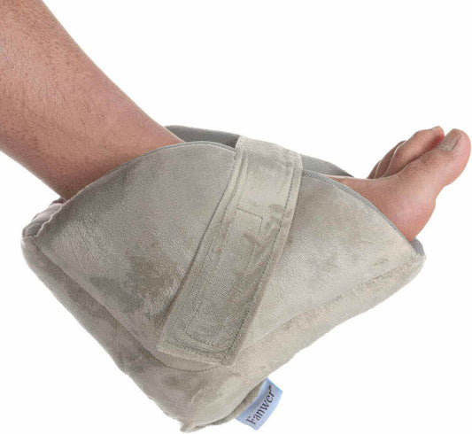 gray heel cushion protector pillow, with a foot in the protector