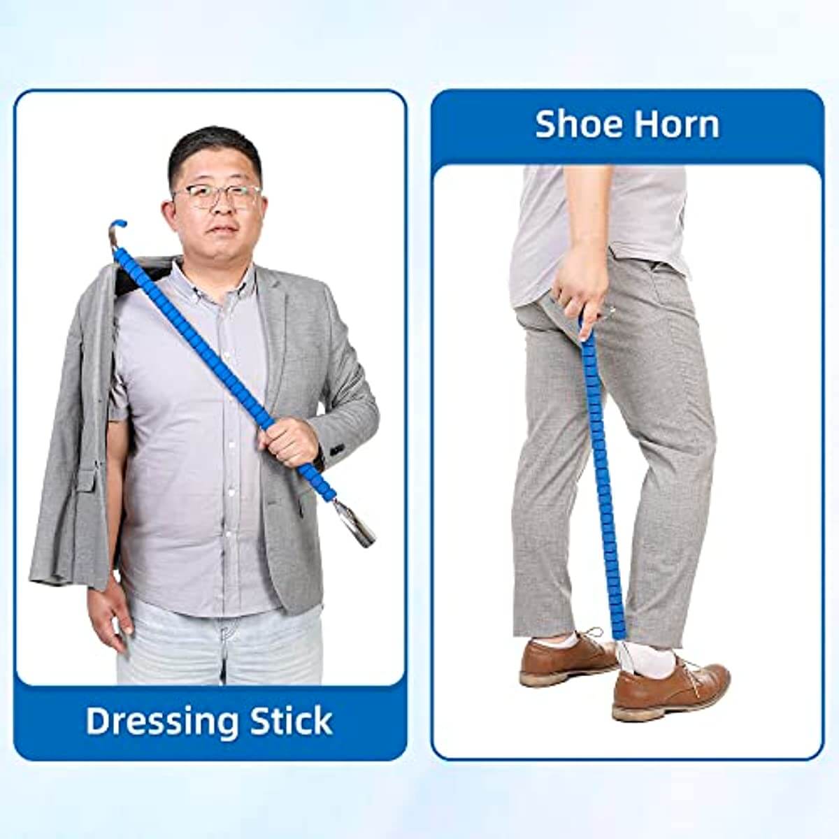 Metal Shoe Horn & Dressing Stick Set, Sock Remover Tool for Arthritis Metal Shoe Horn & Dressing Stick Set, Sock Remover Tool for Arthritis