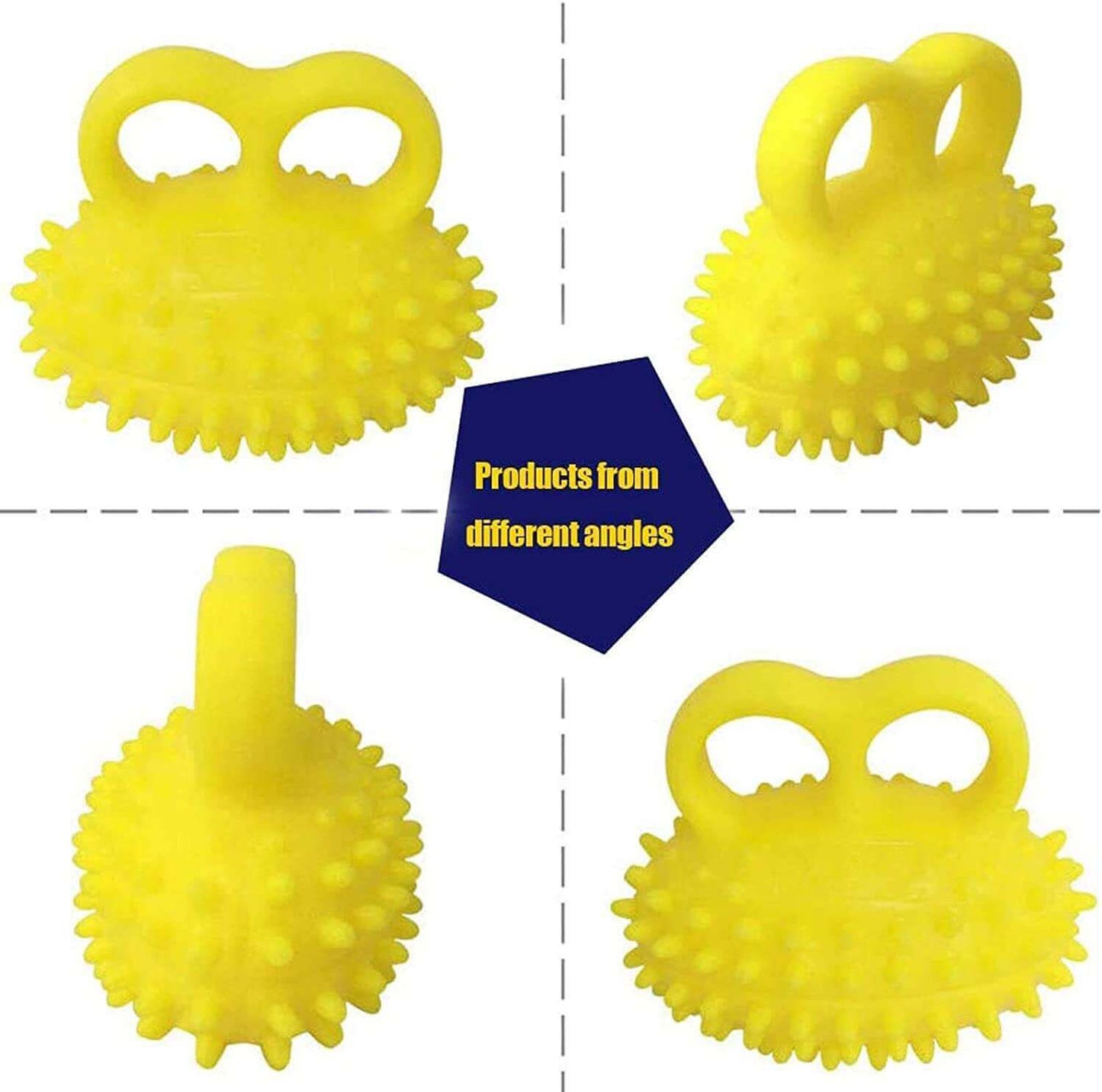 Spiky massage ball for hand and finger exercises, multi-angle demo