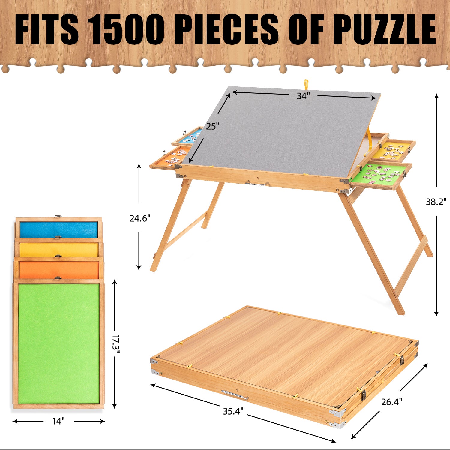 Folding Wooden Jigsaw Puzzle Table