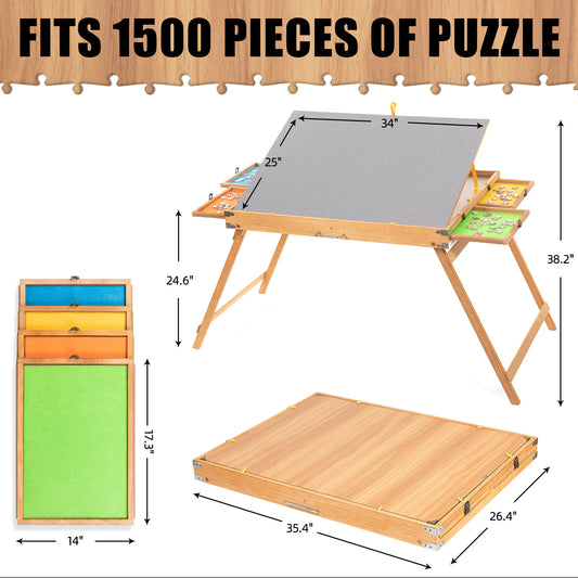 1500 Jigsaw Puzzle table with four drawers &Tilting Board & Cover