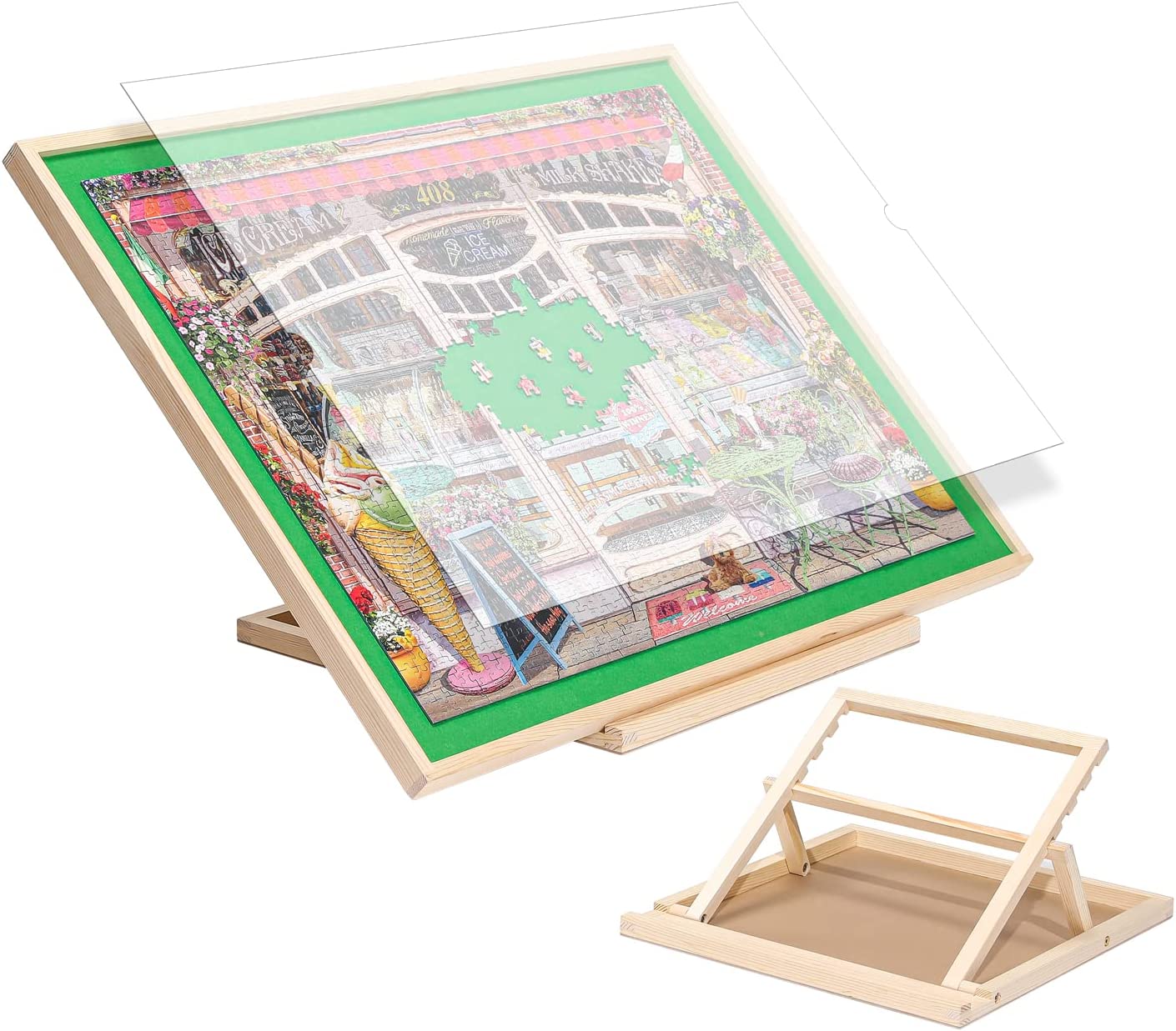 Portable Jigsaw Puzzle Table - 1500 Pcs Puzzle Easel with Stand and Cover, Non-Slip Felt Puzzle Tables for Adults