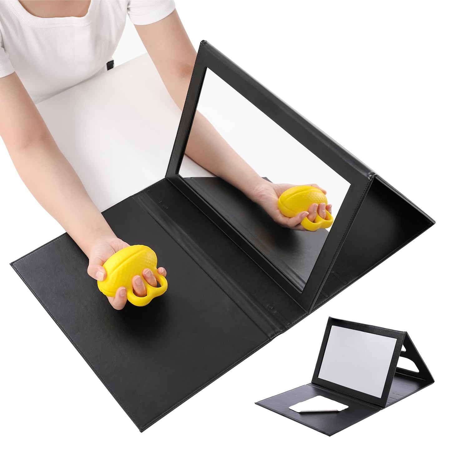 Fewener Mirror Therapy Box for Stroke Rehabilitation - Large Visual Range, Folding & Adjustable Mirror Box for Hand & Arm Exercise