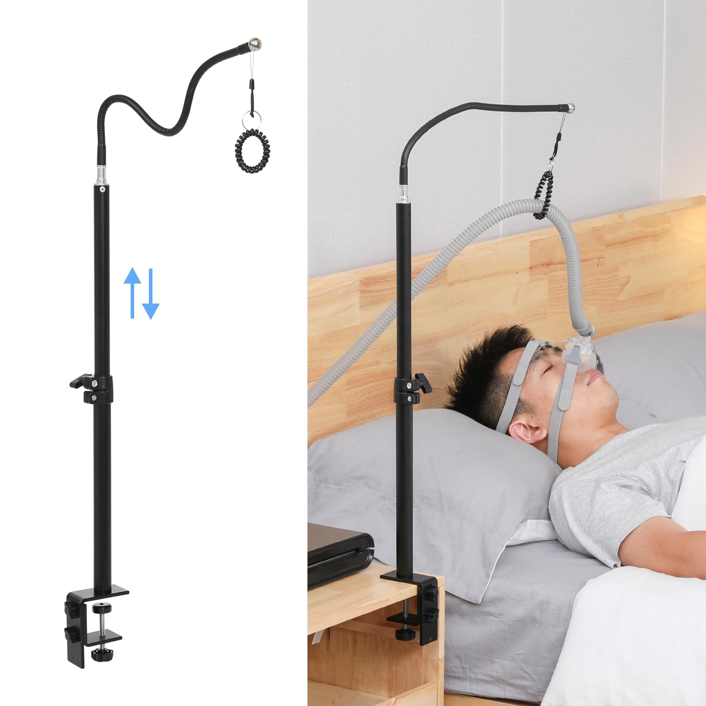 Cpap Hose Holder for Bed - Tangle-Free Cpap Hose Hanger - Angle Height Adjustable Cpap Tube Holder for Nightstand/Headboard,Home/Travel Cpap Holder Bedside