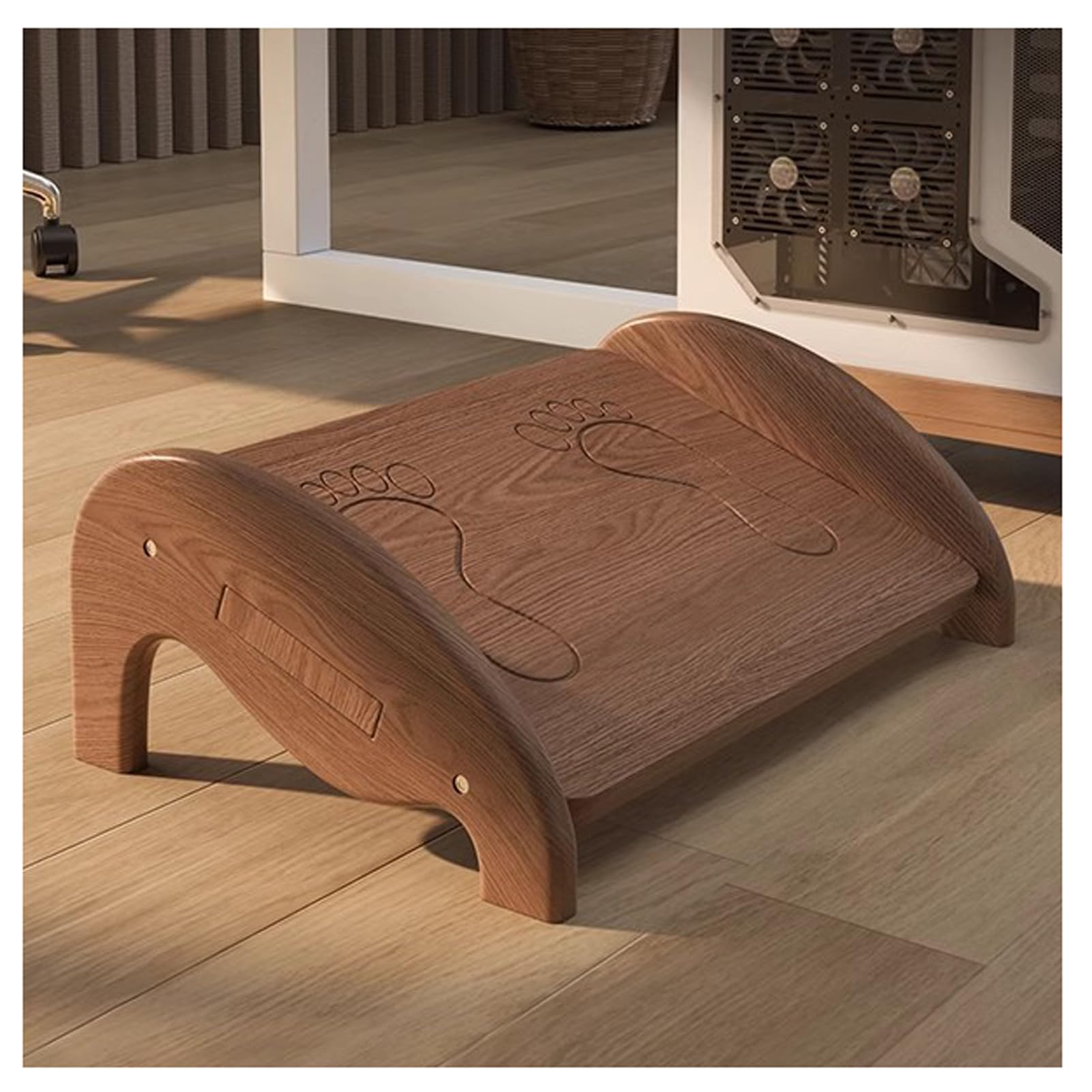 Foot Rest for Under Desk at Work, Wooden Under Desk Footrest, Ergonomi