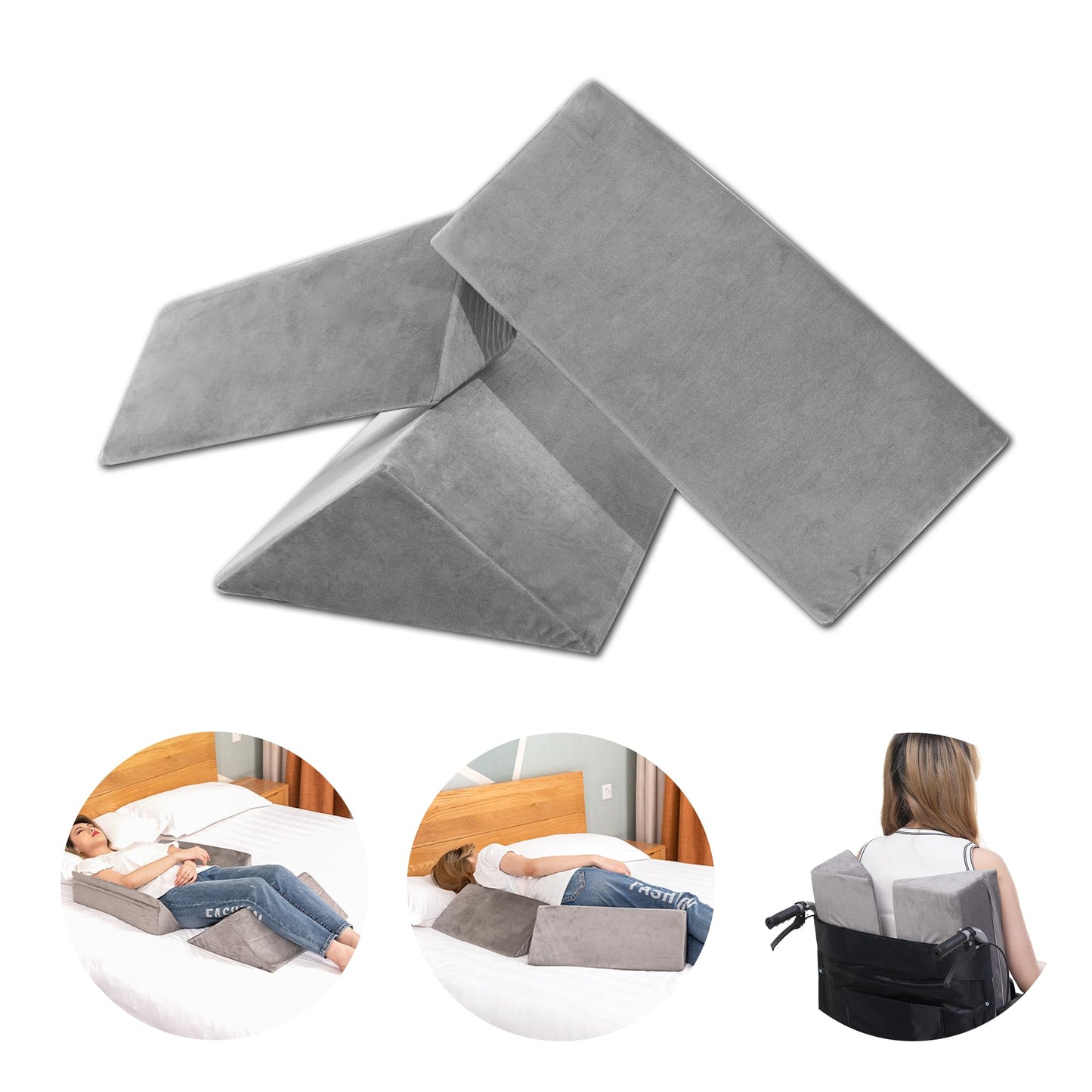 TYYIHUA Bed Wedges & Body Positioners for Elderly and Adults (3 in 1), 40 Degree Triangle Wedges for Bed Positioning, Side Wedge Pillows for After Surgery, Bed Wedges for Bedsores, Wedges for Body