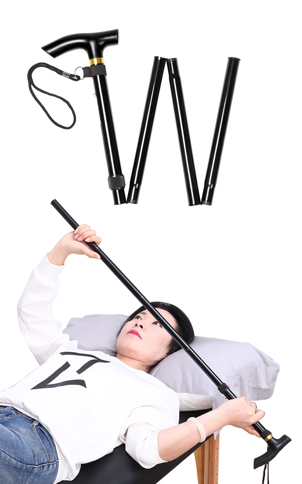 Shoulder Wand Therapy Stretching Tool, Collapsible Stretching Bar, Black Stretching Stick, Shoulder & Rotator Cuff Exercise Equipment Physical Therapy Tool for Recovery and Increasing Motion
