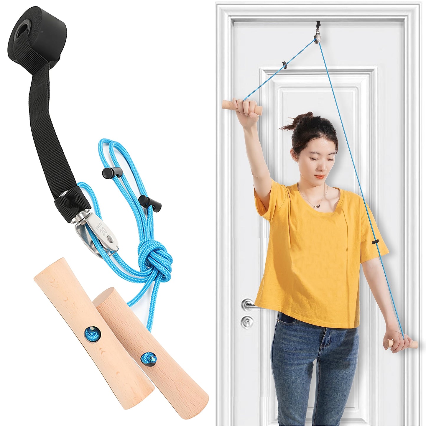 Shoulder Pulley, Over Door Rehab Exercise Pulley System, Physical Therapy Exercise Pulley for Rotator Cuff & Frozen Shoulder Recovery, Improve Shoulder Flexbility & Range of Motion