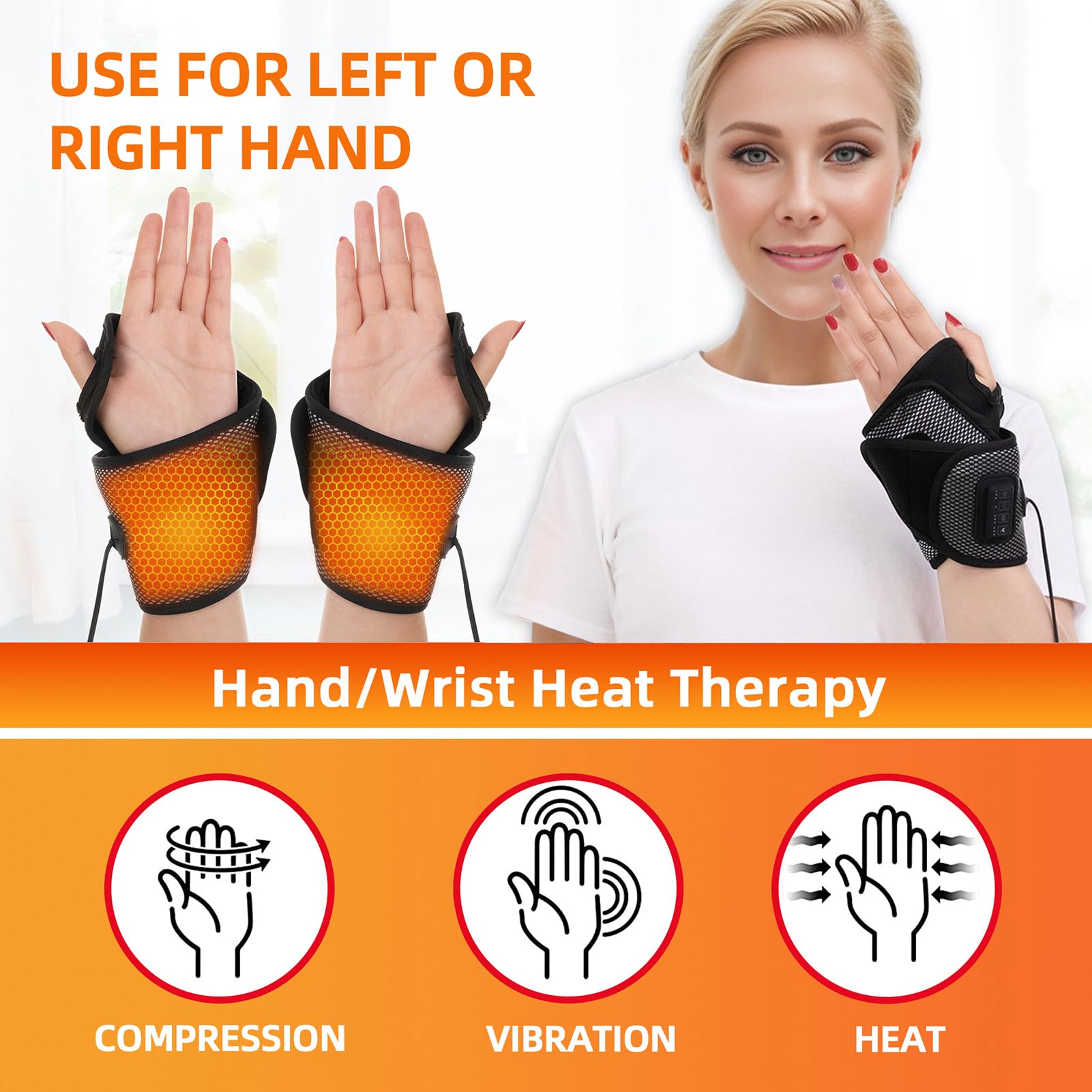 Multi-Function Wrist Massager - Soothing Heat, 3-Level Vibration, and Multi-Function Wrist Massager - Soothing Heat, 3-Level Vibration, and