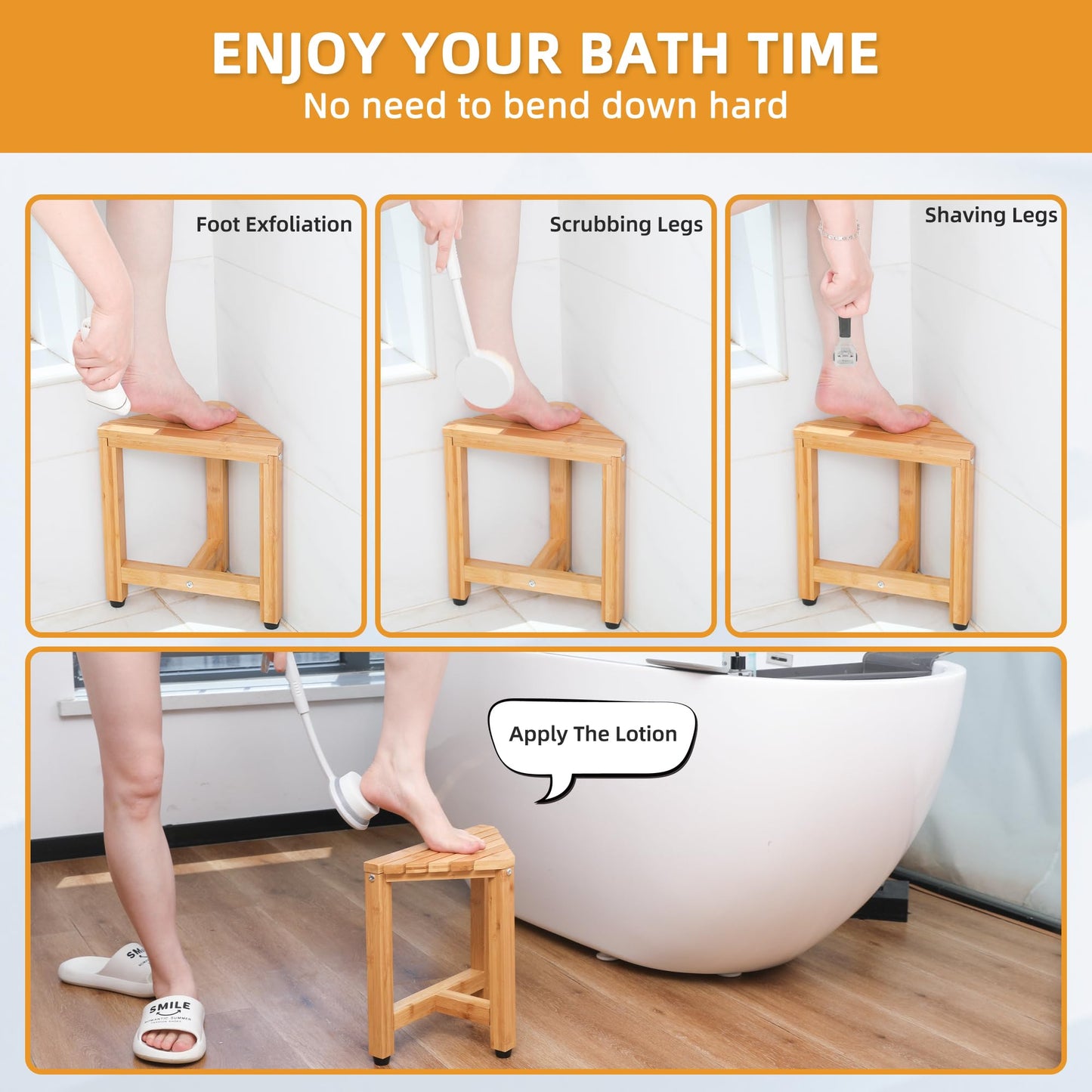 TYYIHUA 13.2" Shower Foot Rest for Shaving Legs,Corner Shower Stool, Small Bathroom Bench Suitable for Small Shower Spaces-Waterproof Shower Stool for Inside Shower Triangle