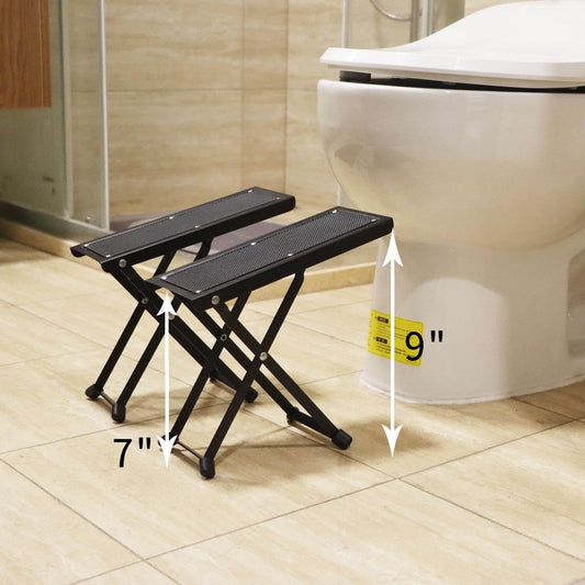 Fewener Foldable Toilet Stool - Portable Travel Poop Stool for Toilet, 7" and 9" Adjustable Heights
