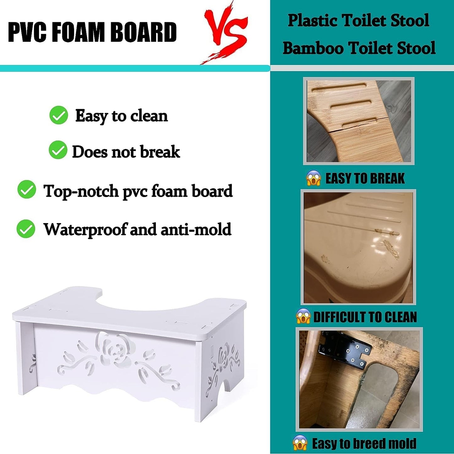 Fanwer Potty Stool for Pooping Made of Wood-Plastic Board for Adults, Suitable to Bring on Travel