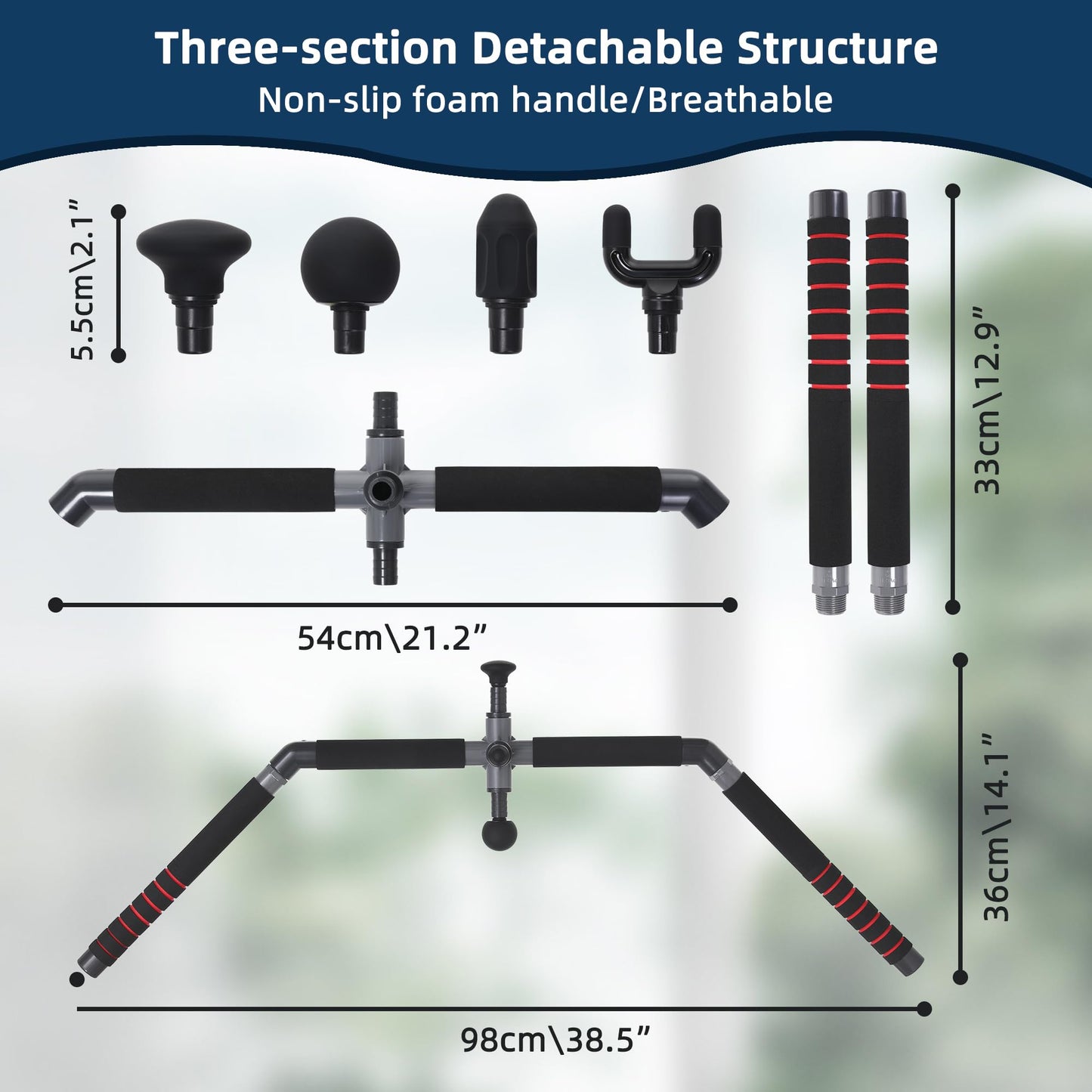 Fewener Bow Trigger Point Massage Cane - Self Back Massager for Muscle Pain Relief and Deep Tissue Therapy, Handheld Back, Neck, Shoulder, Leg and Foot Massager Rod - Black