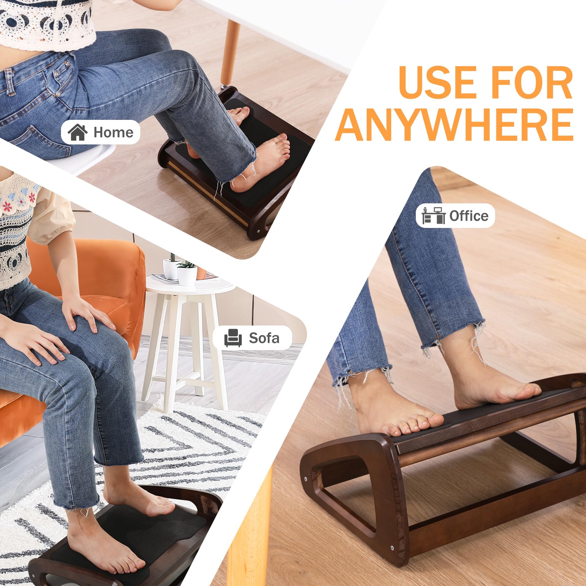 Footrest Under Desk Ergonomic Comfort Home Office Foot Stool Adjustable  Height
