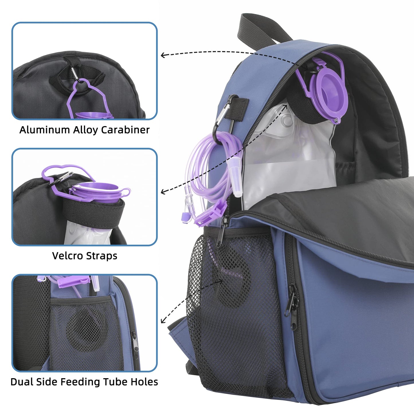 Fewener Feeding Tube Backpack for Feeding Tube G Tube J Tube GJ Tube Backpack - 15.8 Inch Gtube Feeding Backpack Modified Enteral Feeding Pump Backpack for Teenagers/Adults