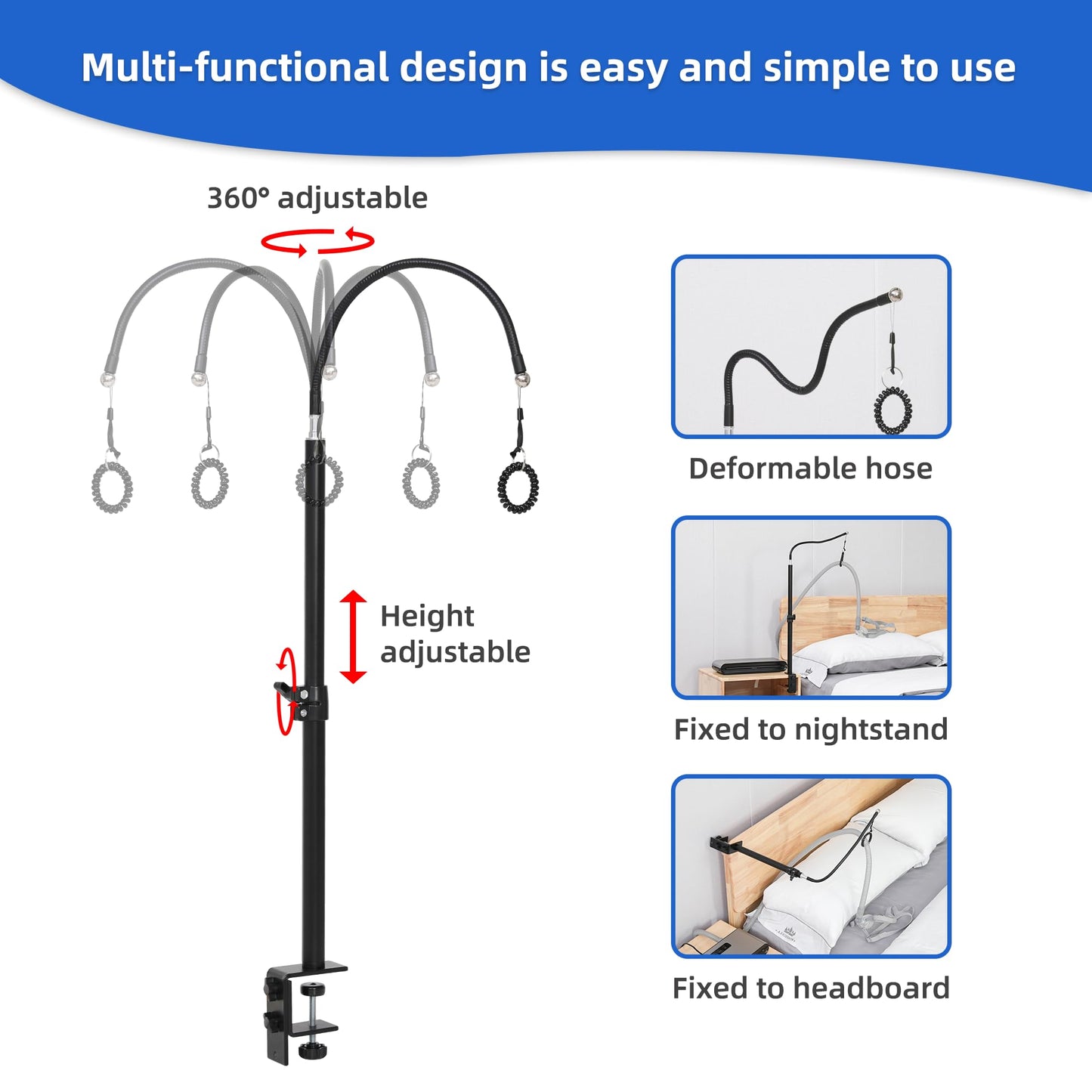 Cpap Hose Holder for Bed - Tangle-Free Cpap Hose Hanger - Angle Height Adjustable Cpap Tube Holder for Nightstand/Headboard,Home/Travel Cpap Holder Bedside