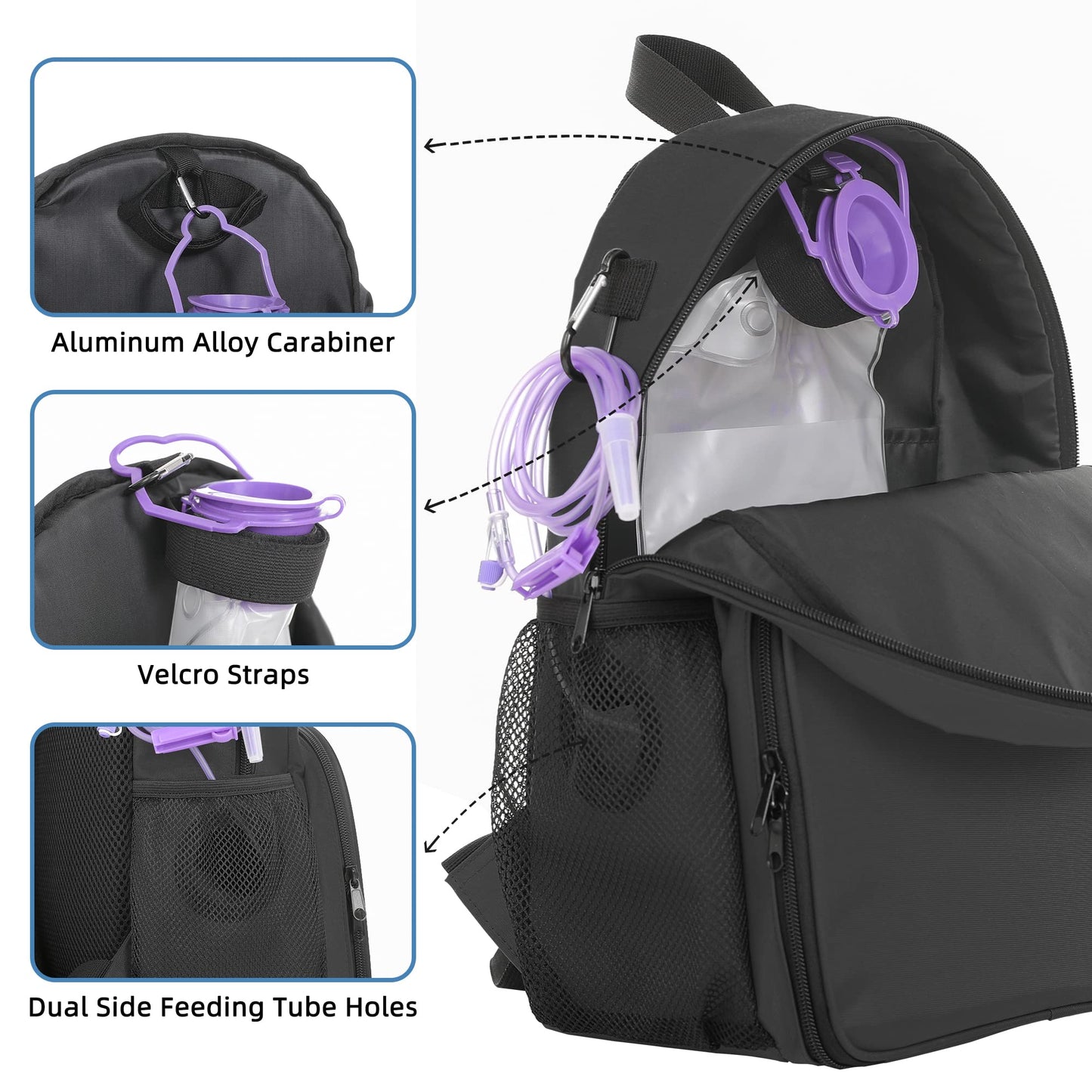 Fewener Feeding Tube Backpack for Feeding Tube G Tube J Tube GJ Tube Backpack - 15.8 Inch Gtube Feeding Backpack Modified Enteral Feeding Pump Backpack for teenagers/adults