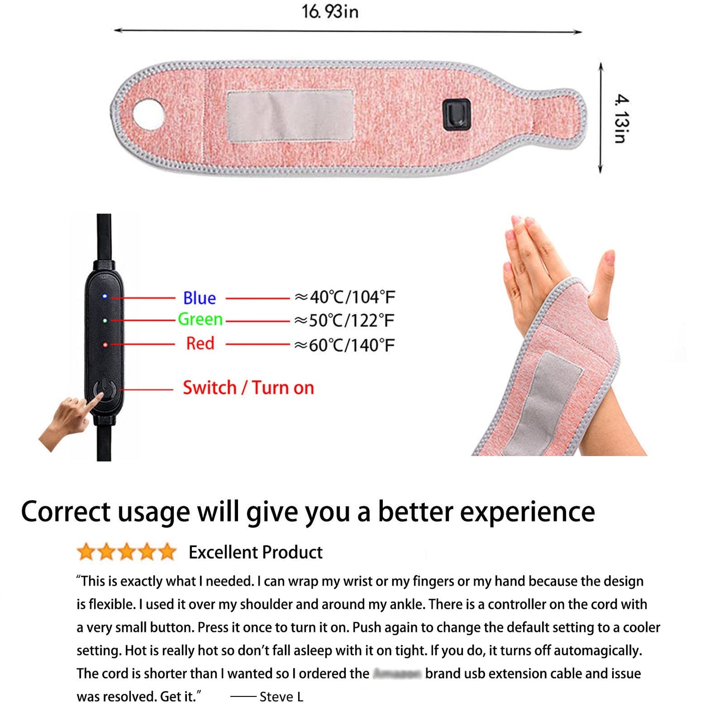 2 Electric Heating Pads for Wrist & Hand
