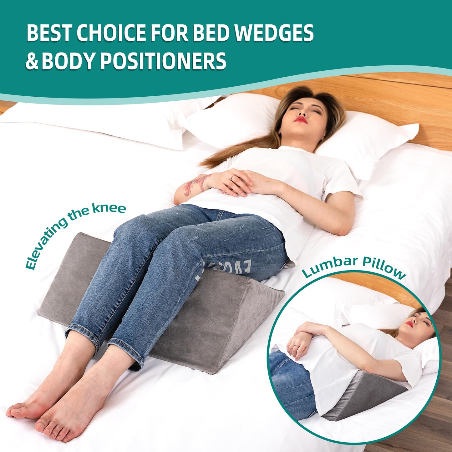 TYYIHUA Bed Wedges & Body Positioners for Elderly and Adults (3 in 1), 40 Degree Triangle Wedges for Bed Positioning, Side Wedge Pillows for After Surgery, Bed Wedges for Bedsores, Wedges for Body
