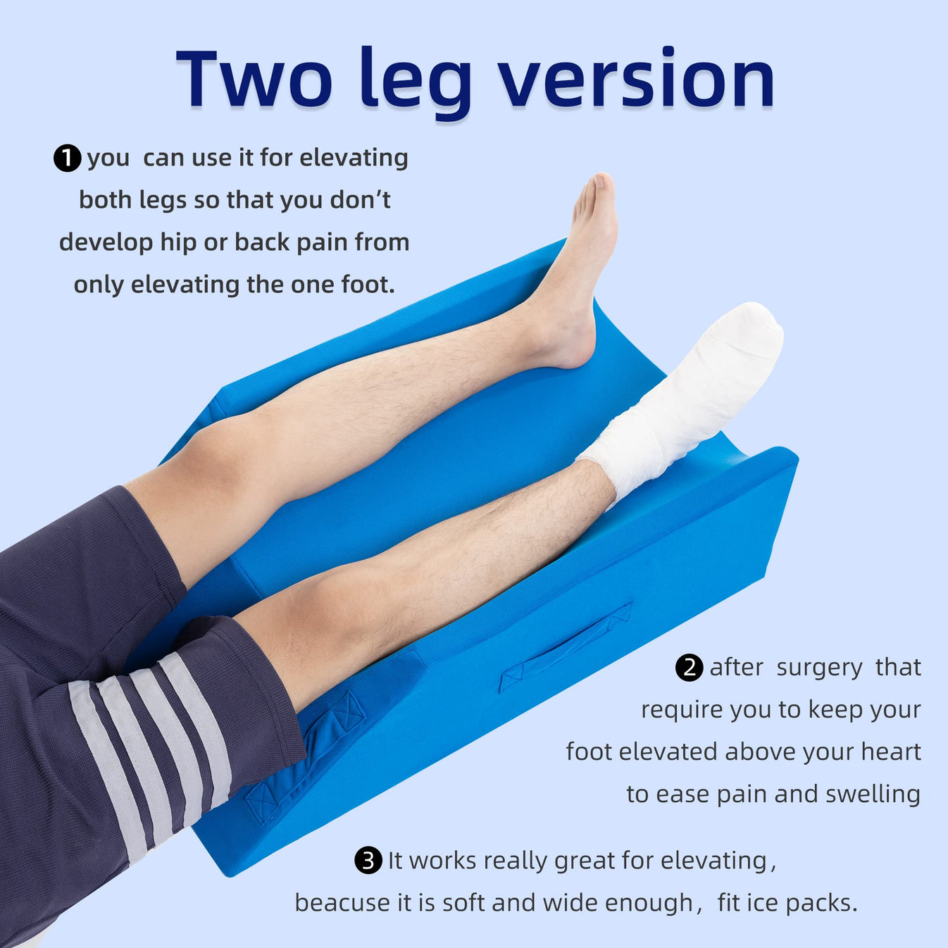 Wedge Pillow for Leg Elevation/Swelling, Postsurgery, Injure (2 Legs)