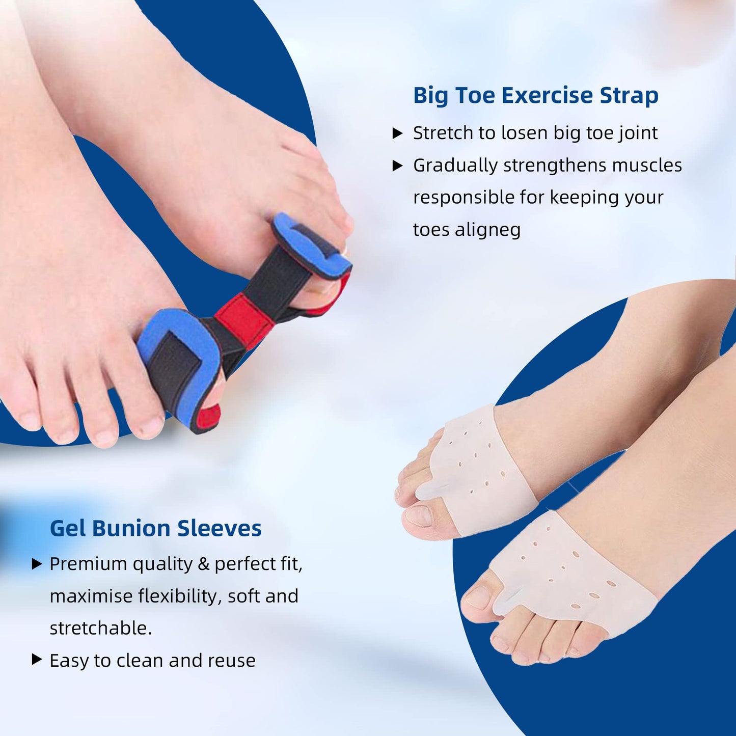 Fewener Bunion Corrector Kit for Women, Bunion Toe Separators & Adjustable Orthopedic Bunion Splint for Pain Relief