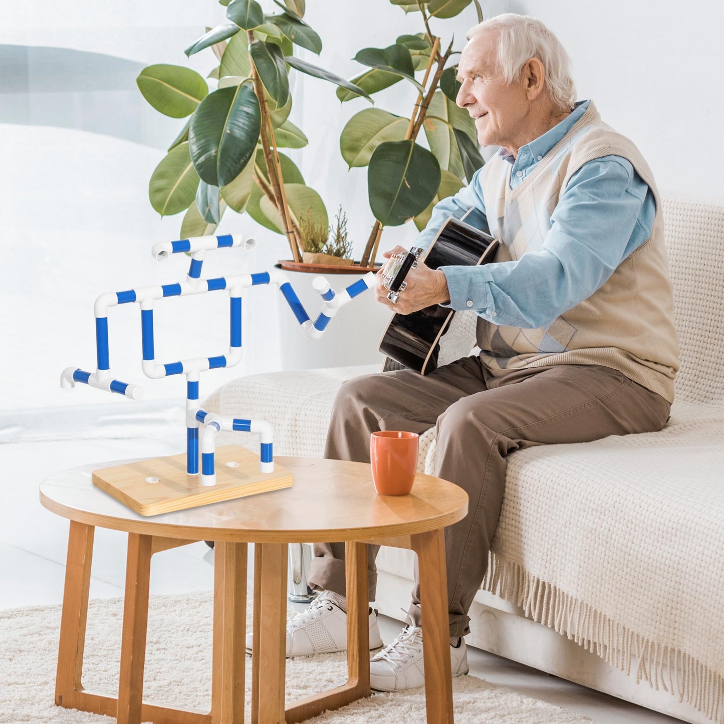 Fewener PVC Pipe Therapy Tree for Hand Rehabilitation - PVC Pipe Exerciser Tree for Cognitive Activities, Creative PVC Piping Tube Sensory Toys for Kids Adults and Elderly Physical Therapy