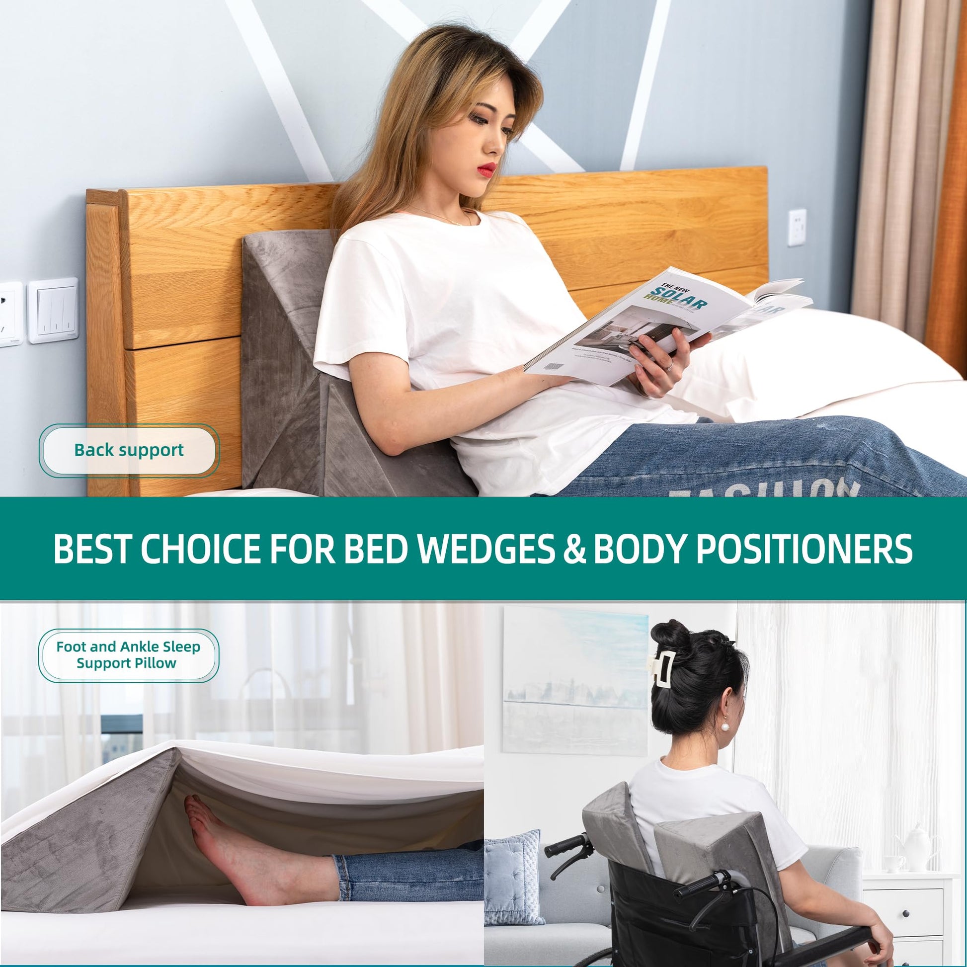 Fanwer Positioning Wedge Pillow for Side Sleeping (3 in 1), 40 Degree  Triangle Bed Wedges & Body Positioners for Back Pain, Preventing Bedsores,  After