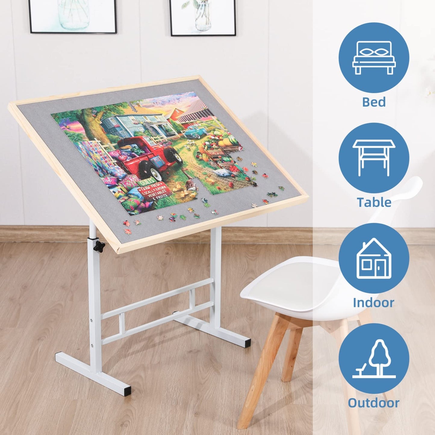 Fanwer Jigsaw Puzzle Table with Adjustable Iron Legs & Puzzle Board (1500 Piece)