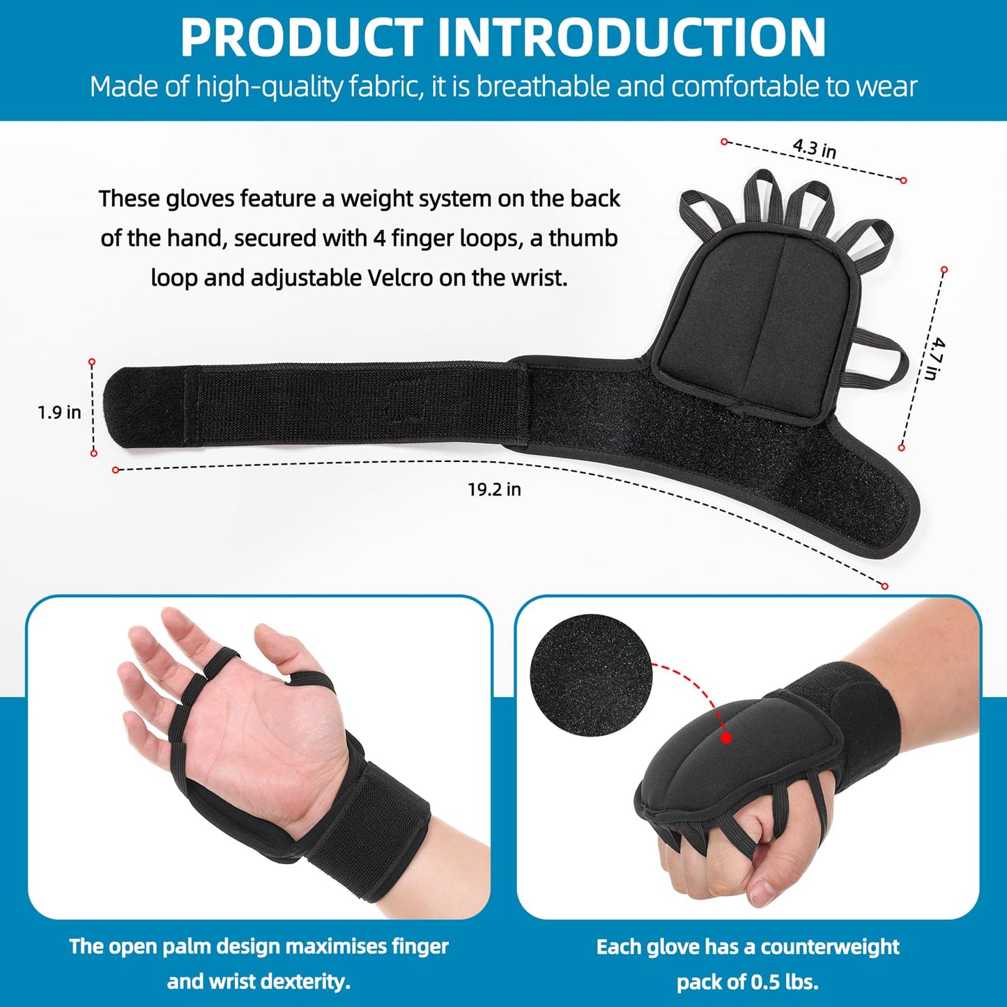 Hand Weights for Fine Motor Skills, Weighted Gloves for Tremors, Aid for Hand Tremors and Parkinsons Patients, Writing Weights & Hand Strengthening Tool