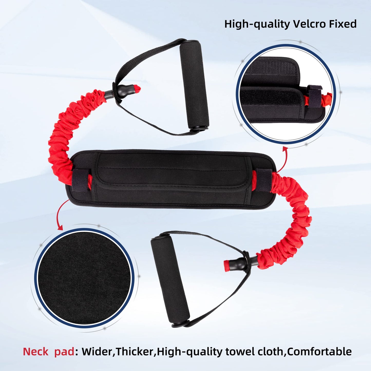 Neck Stretcher Exerciser - Cervical Traction Device for Neck Pain Relief, Neck Strengthener with Thicker Pad and Red Handle - Portable and Comfortable (30-40lb)